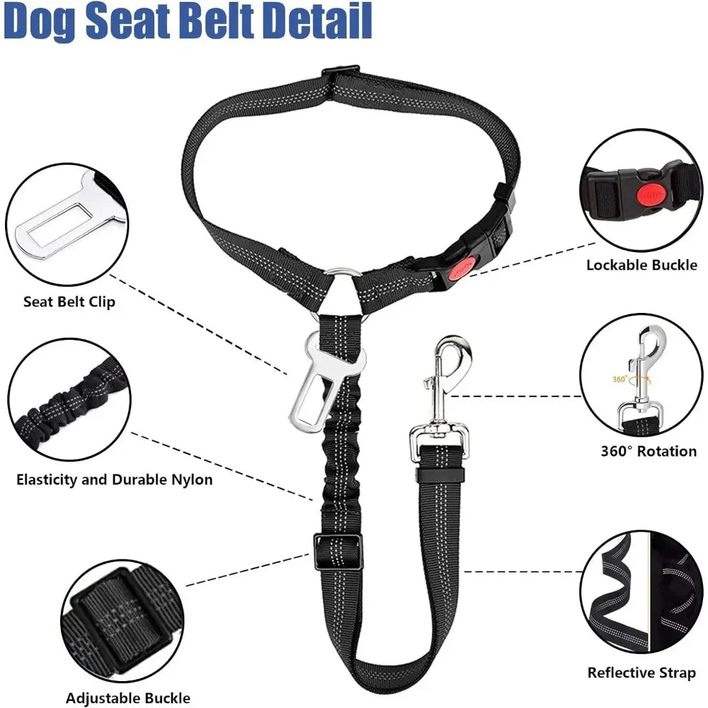 2-in-1 Dog Car Seatbelt & Headrest Restraint