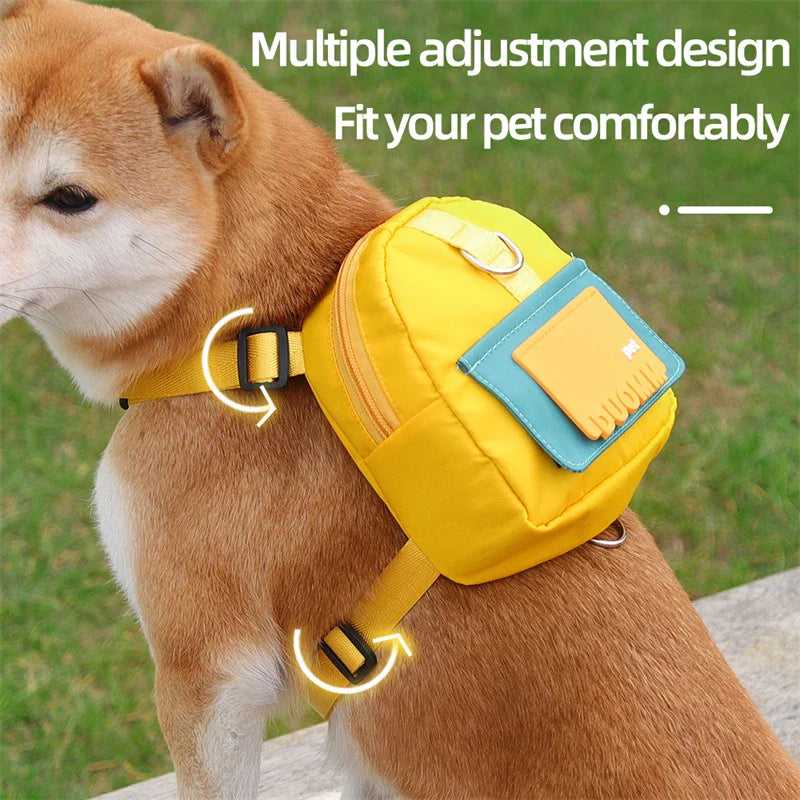 Pet Backpack with Harness & Training Treat Pouch