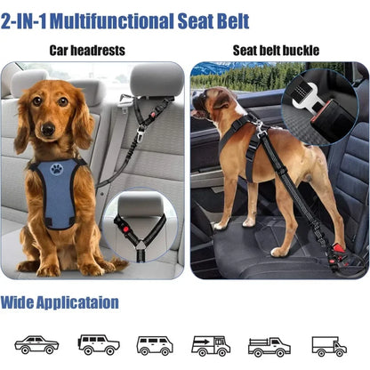 2-in-1 Dog Car Seatbelt & Headrest Restraint