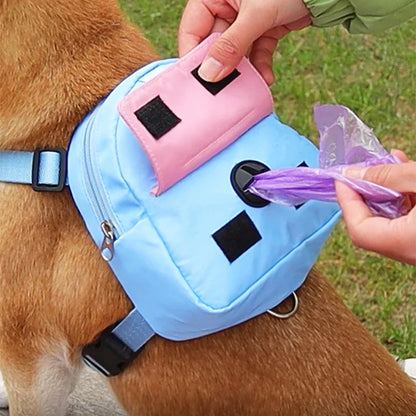 Pet Backpack with Harness & Training Treat Pouch