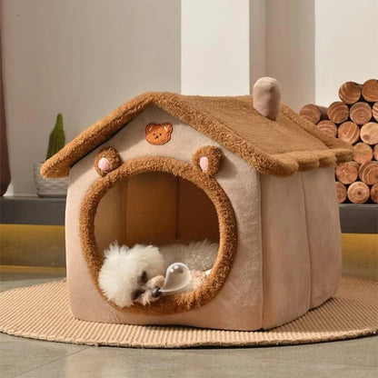 Foldable Pet House with Washable Removable Cover