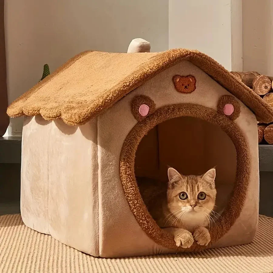 Foldable Pet House with Washable Removable Cover