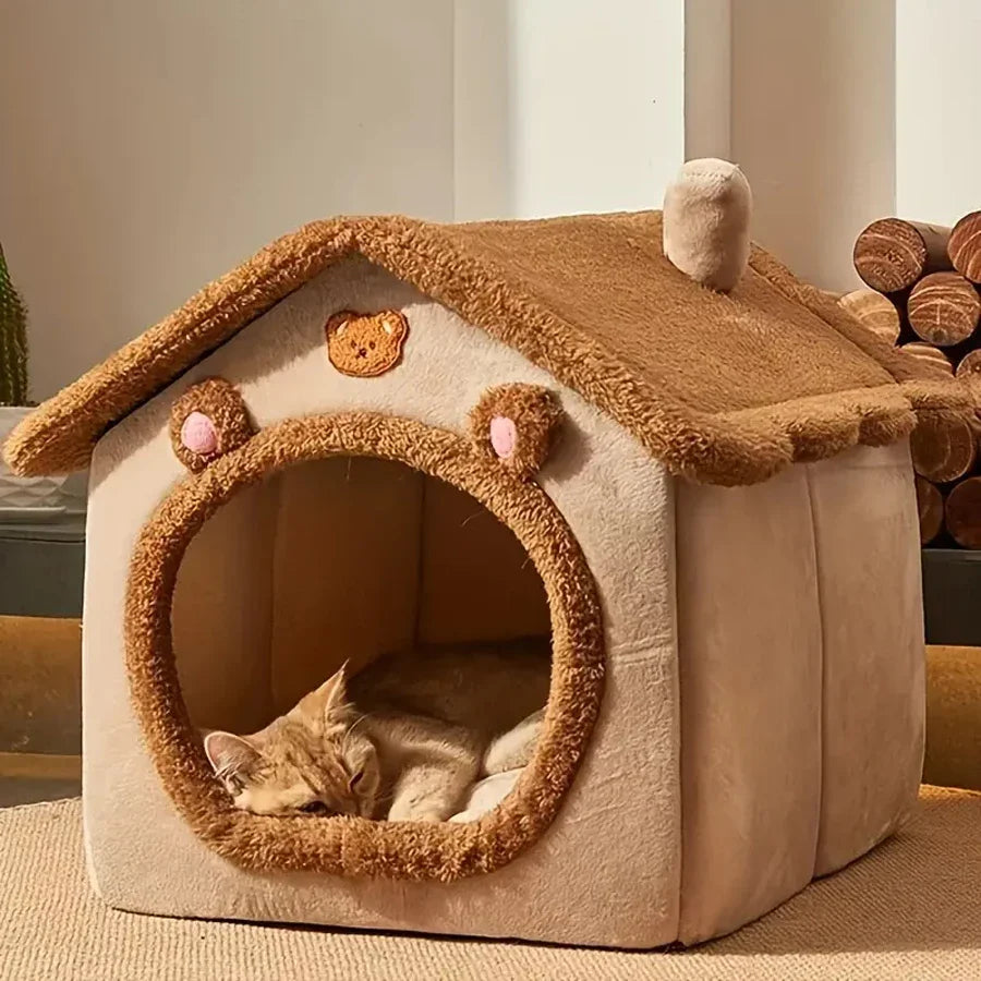 Foldable Pet House with Washable Removable Cover