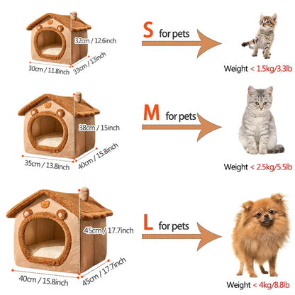 Foldable Pet House with Washable Removable Cover